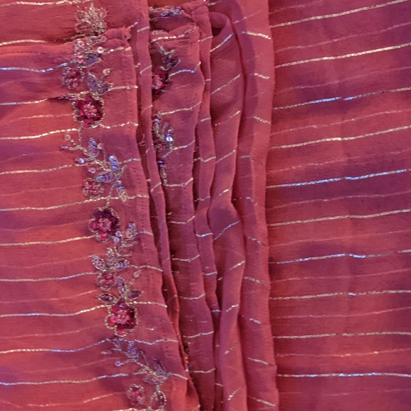 Mix nouveau long rayon raspberry pink scarf or wrap, 19 in W x 65 in Long - Picture 2 of 4